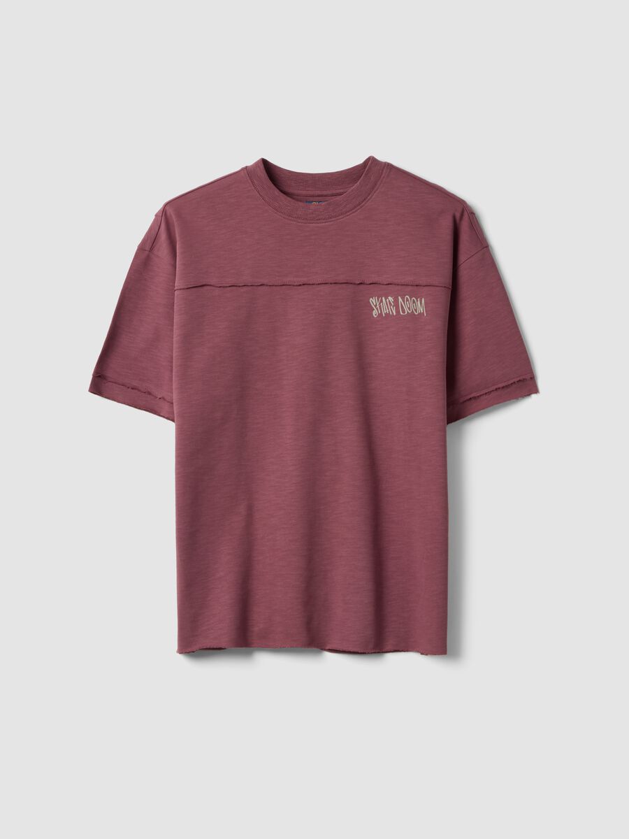 T-shirt rossa in puro cotone a maniche corte per ragazzo over fit_3