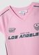 Pure cotton pink slim fit V-neck T-shirt with print_5