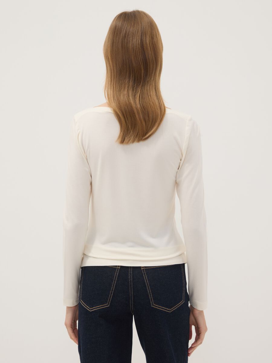 White stretch viscose slim-fit T-shirt_3