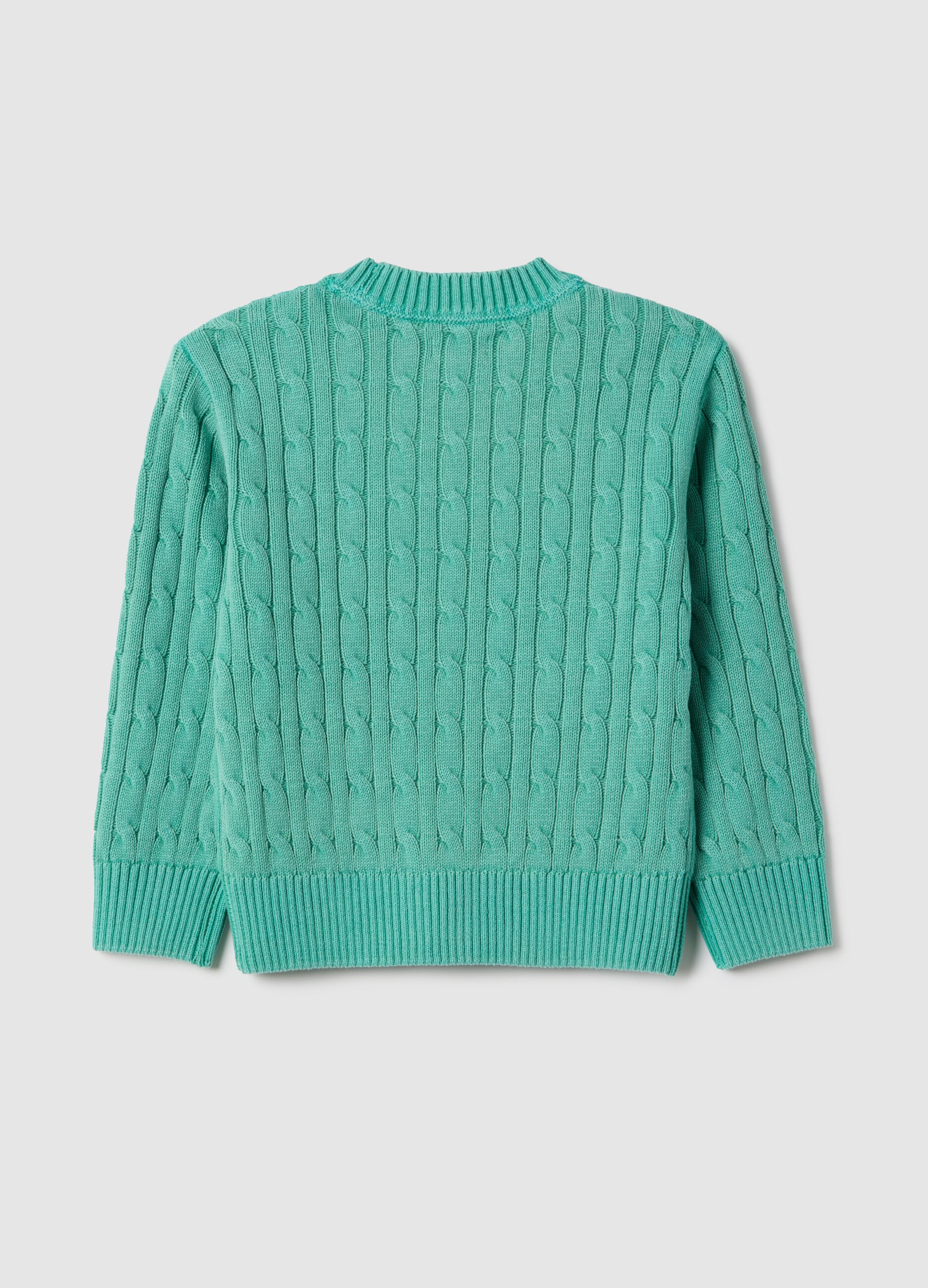 Green pure cotton regular fit pullover for children