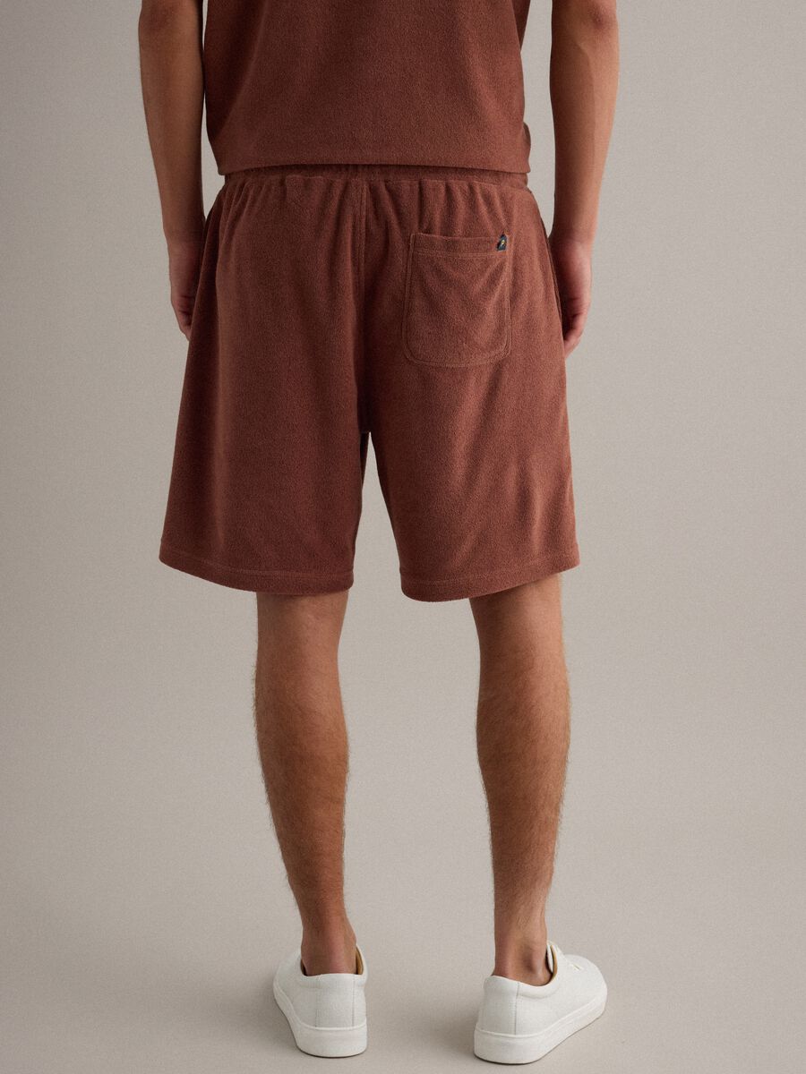 Brown cotton-blend Bermuda shorts with elasticated waist_2