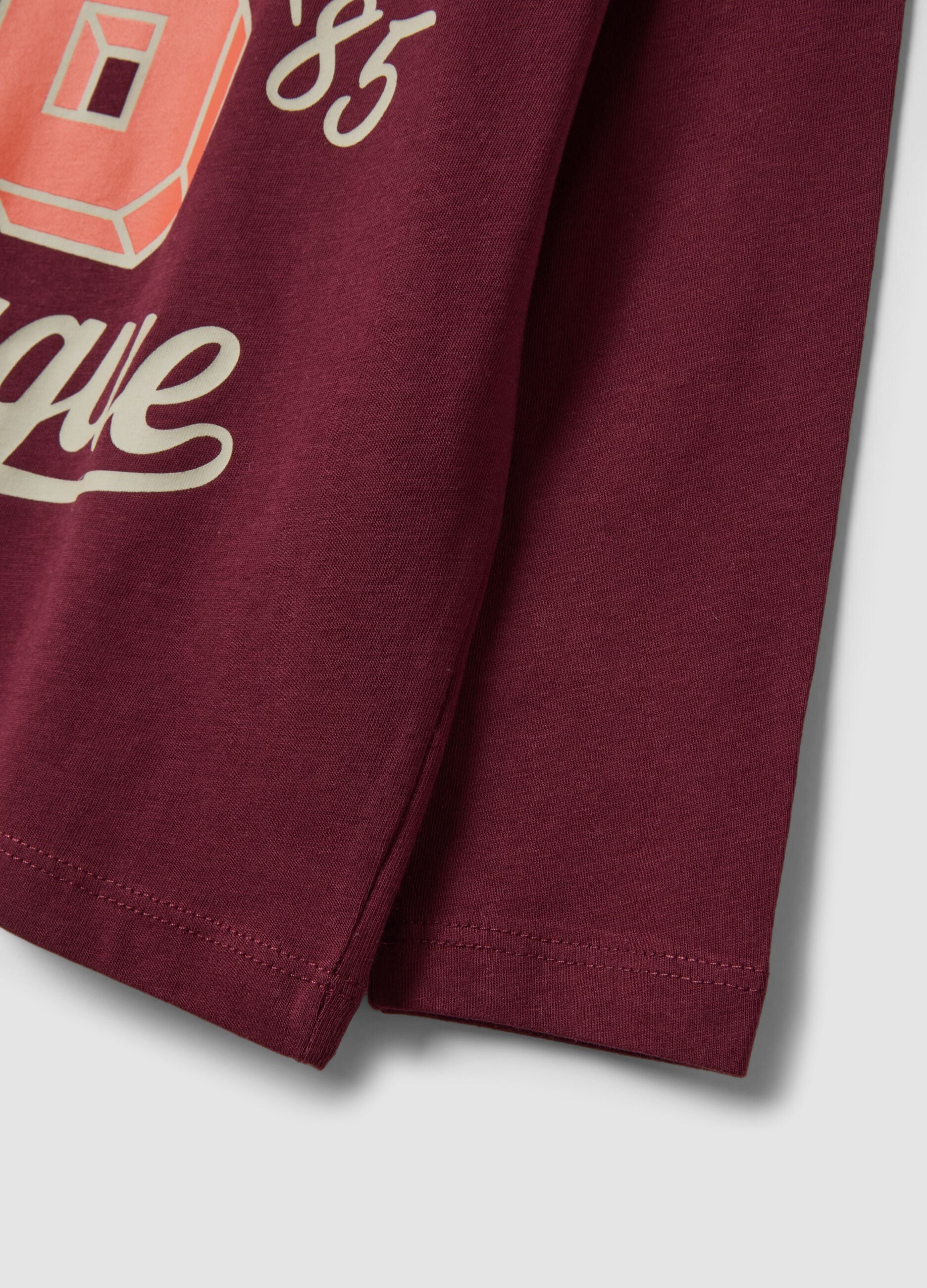 Purple organic cotton crew-neck T-shirt
