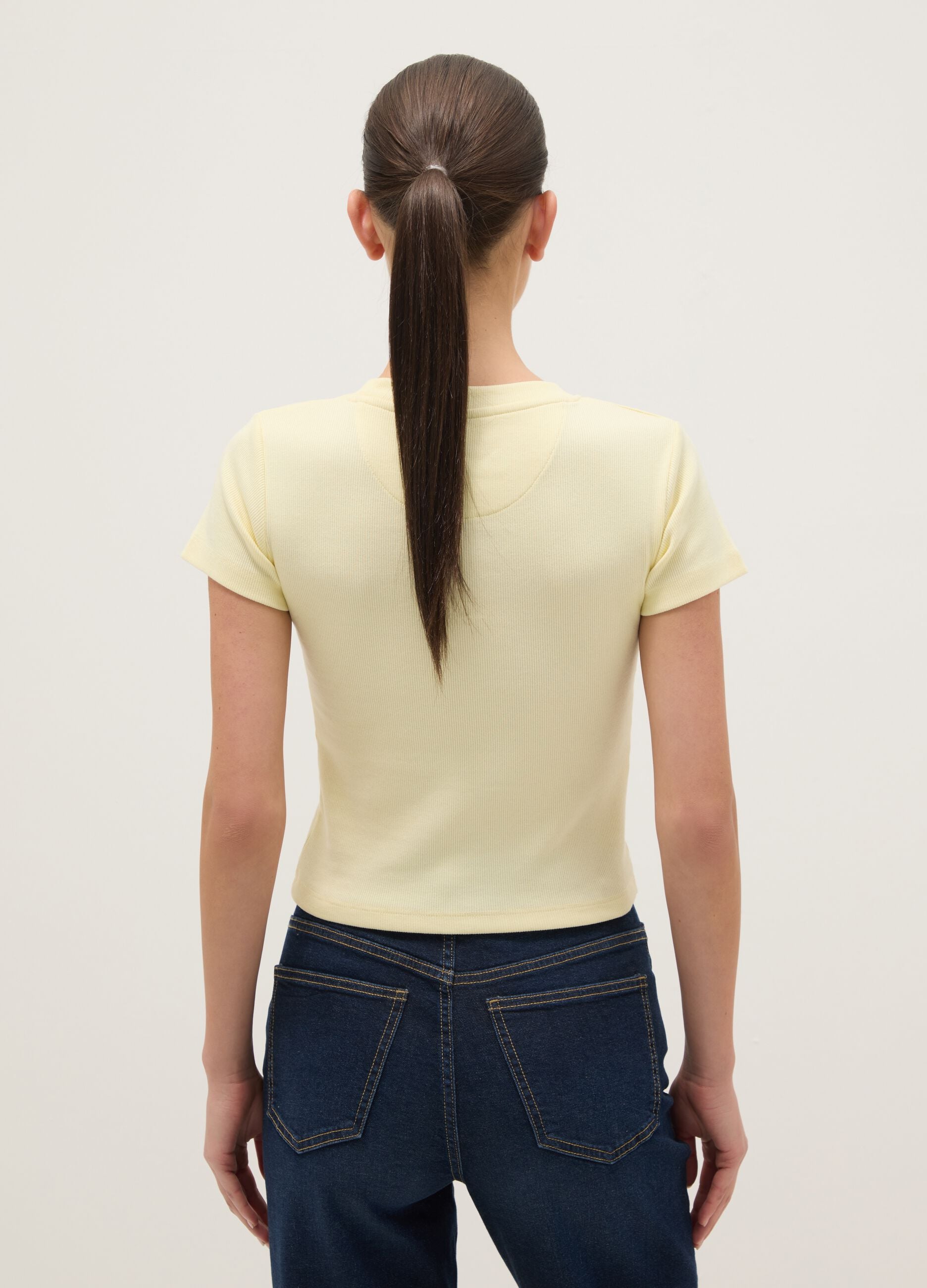 Yellow pure cotton regular fit T-shirt with cherry print