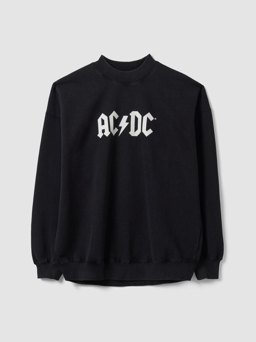Black cotton-blend AC/DC printed sweatshirt_0