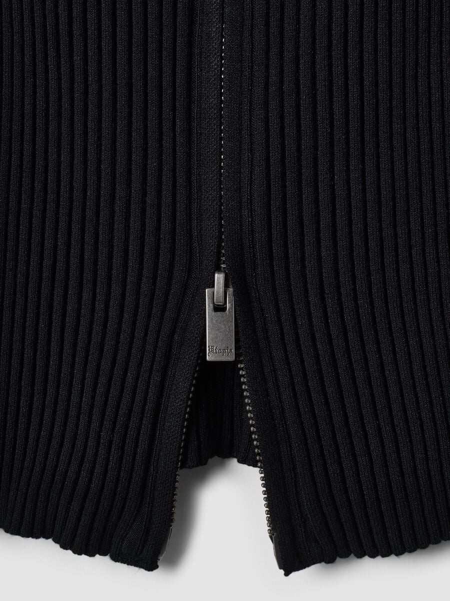 Black Ribbed Knit Full-Zip_7