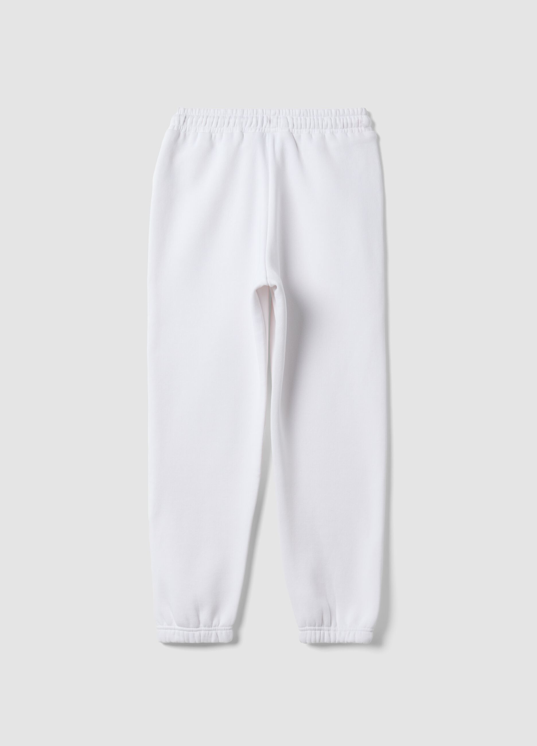 White cotton-blend girls&rsquo; joggers, regular fit