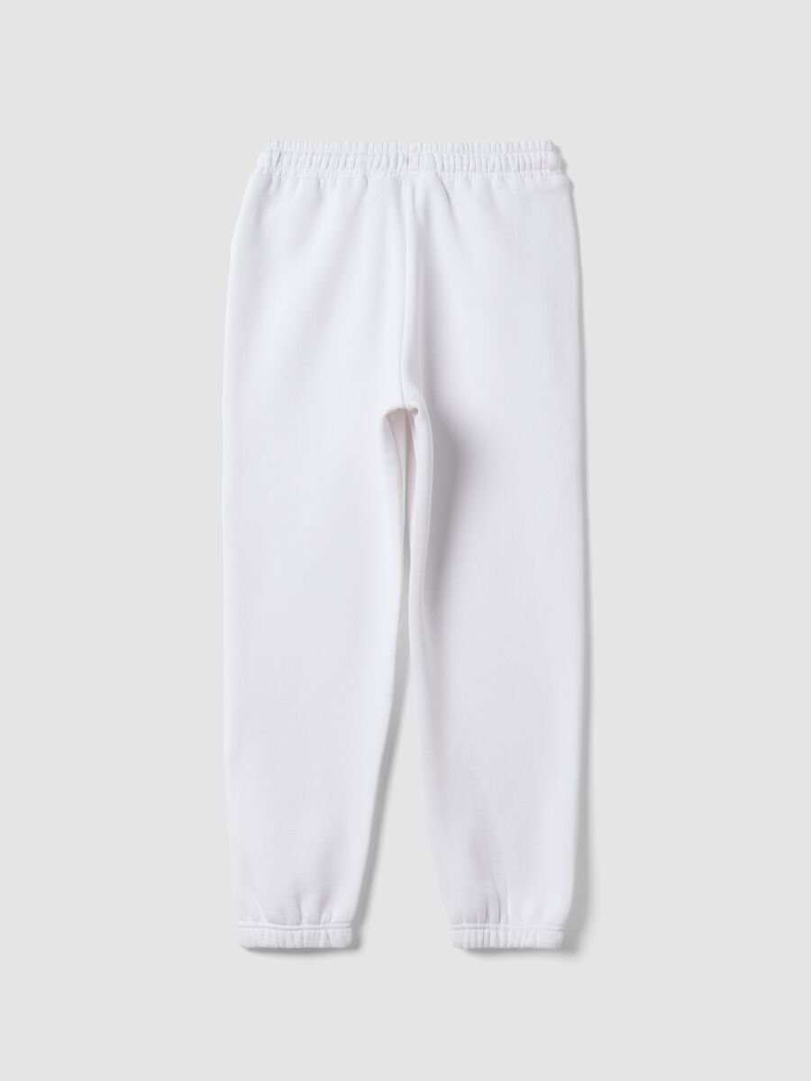 White cotton-blend girls&rsquo; joggers, regular fit_4