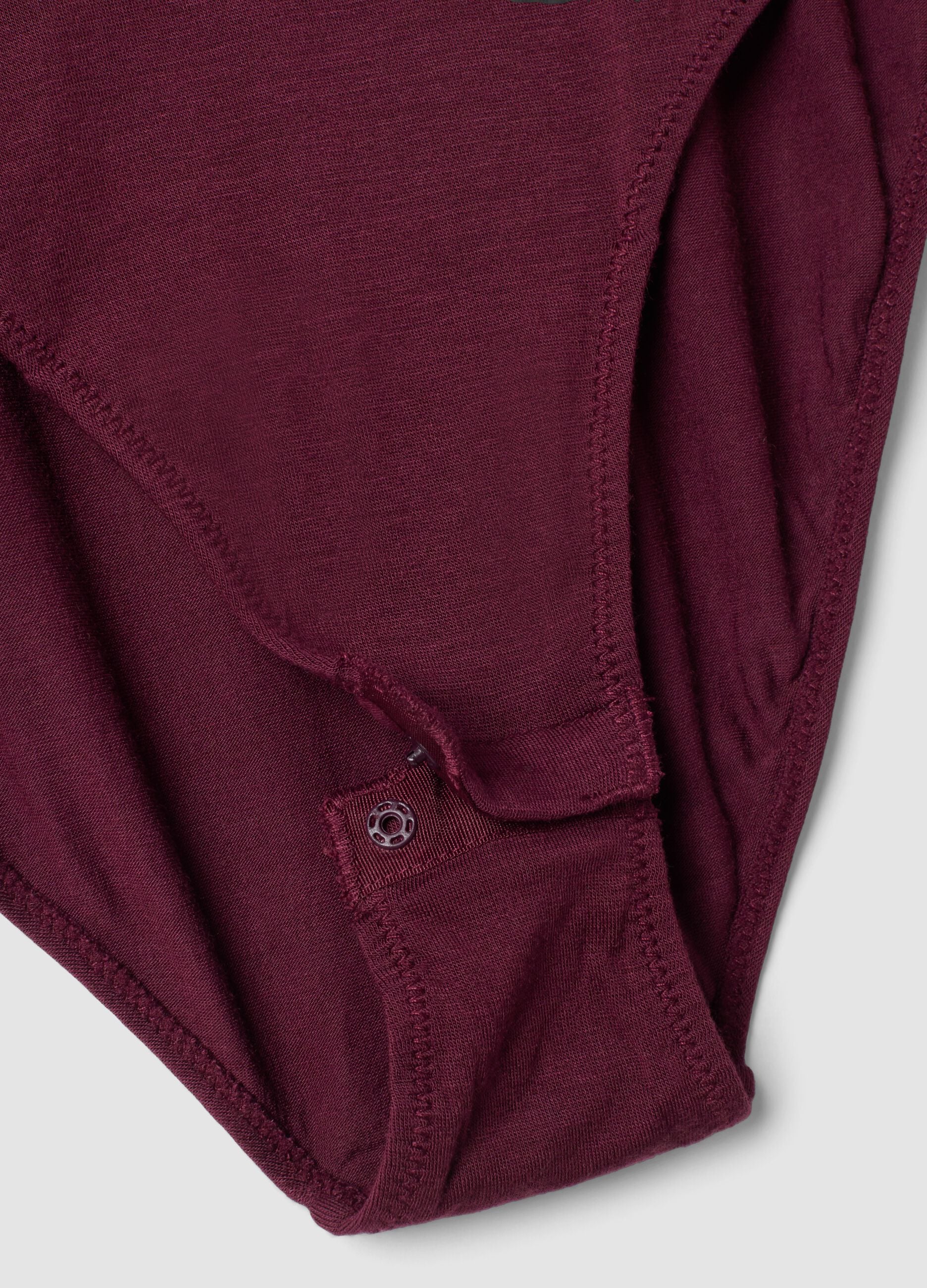 Purple modal and stretch wool bodysuit with crew neck