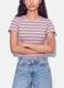 Purple striped cropped pure cotton T-shirt with print_3
