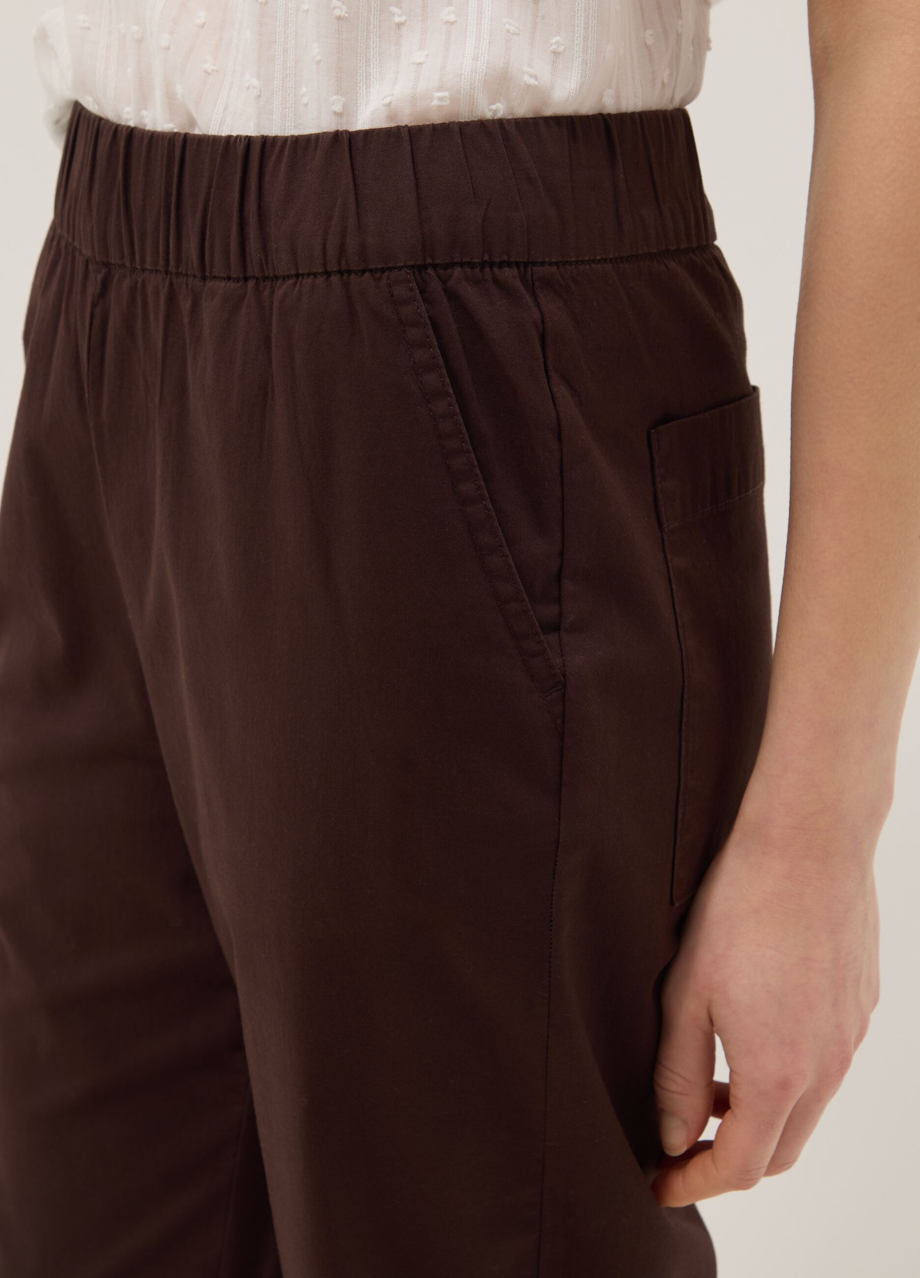 Straight Stretch Cotton Brown Jogger Trousers