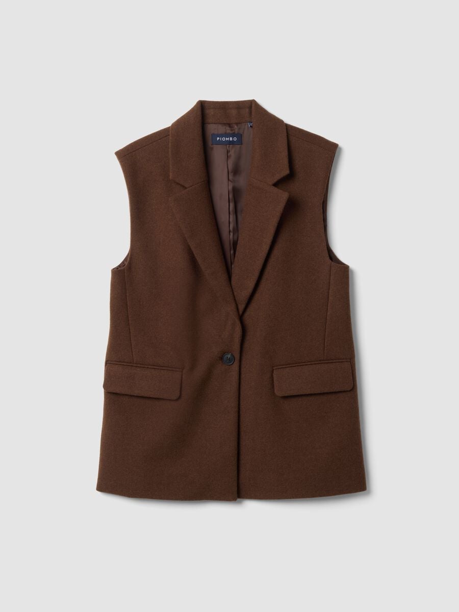 Brown viscose-blend waistcoat with classic lapels_4