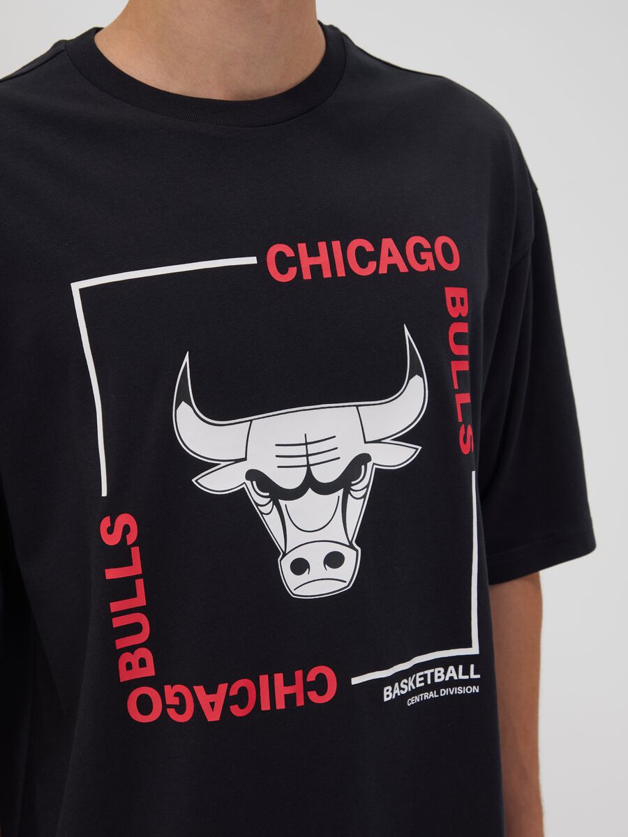 Black pure cotton T-shirt with Chicago Bulls print_2