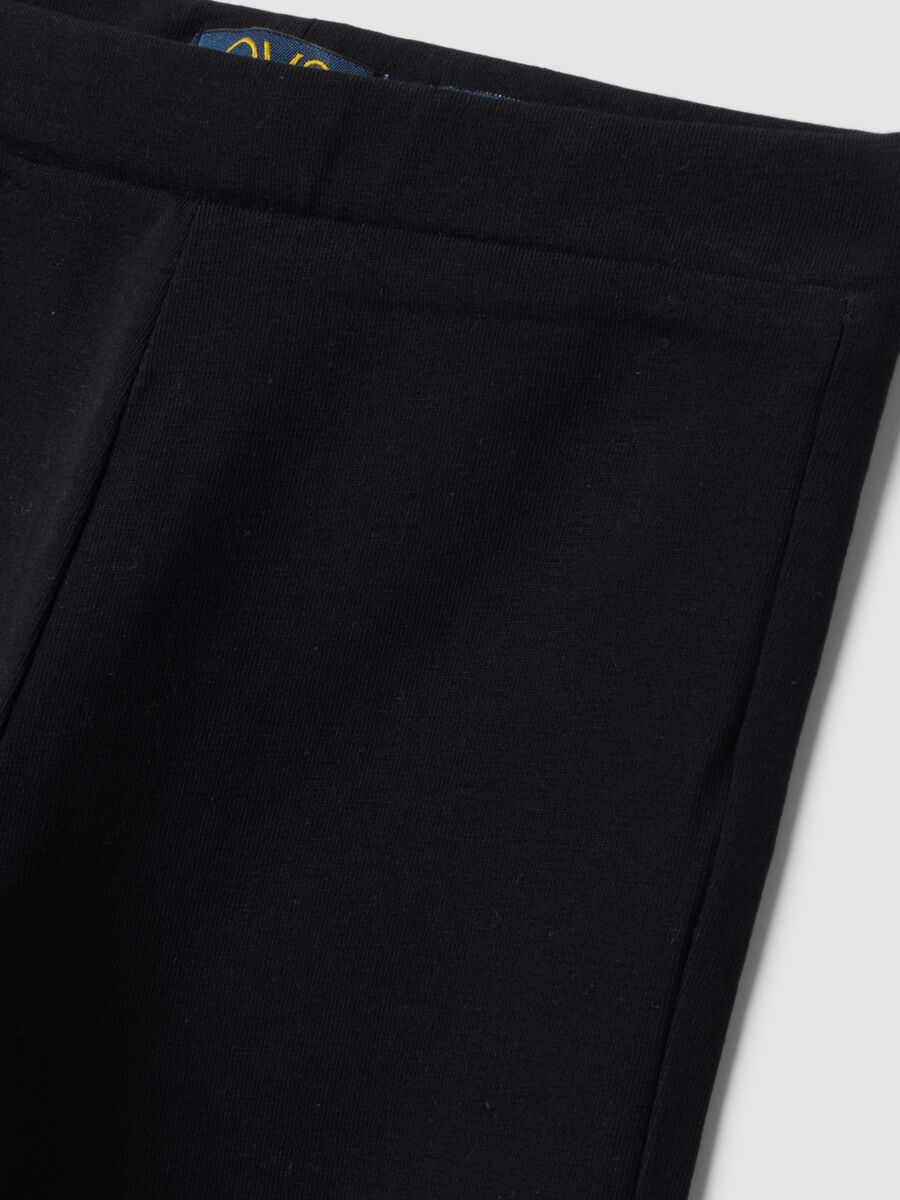 Black stretch cotton flared leggings for girls_2