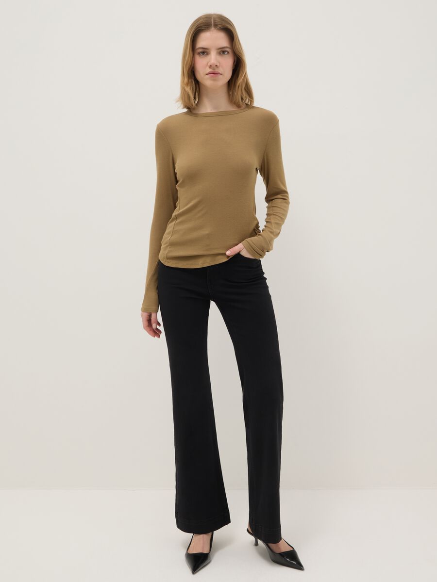 Beige Stretch Modal Regular Fit Top_1