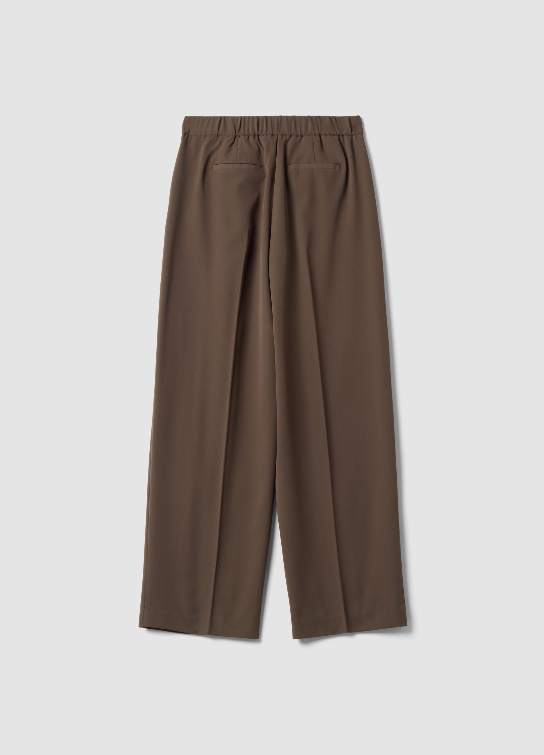 Brown formal stretch-viscose regular-fit trousers