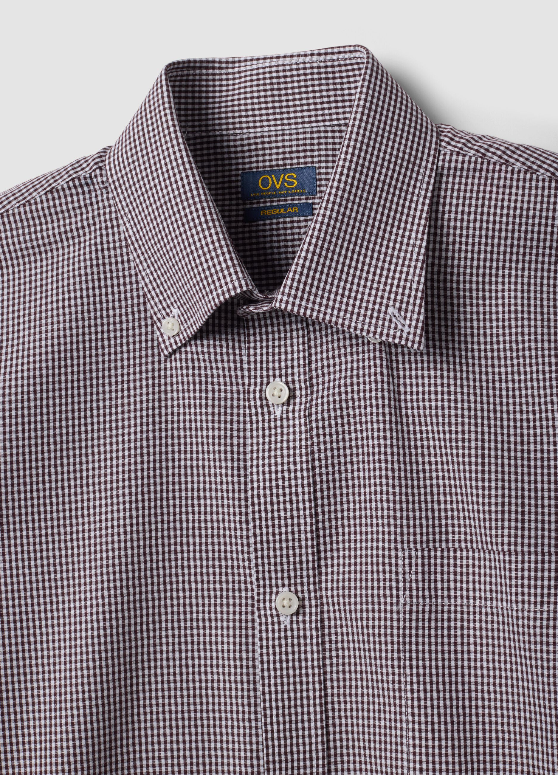Easy-iron multicolour cotton-blend shirt with button-down collar, regular fit