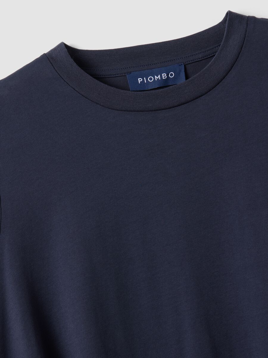 T-shirt a maniche corte in misto cotone blu regular fit_5