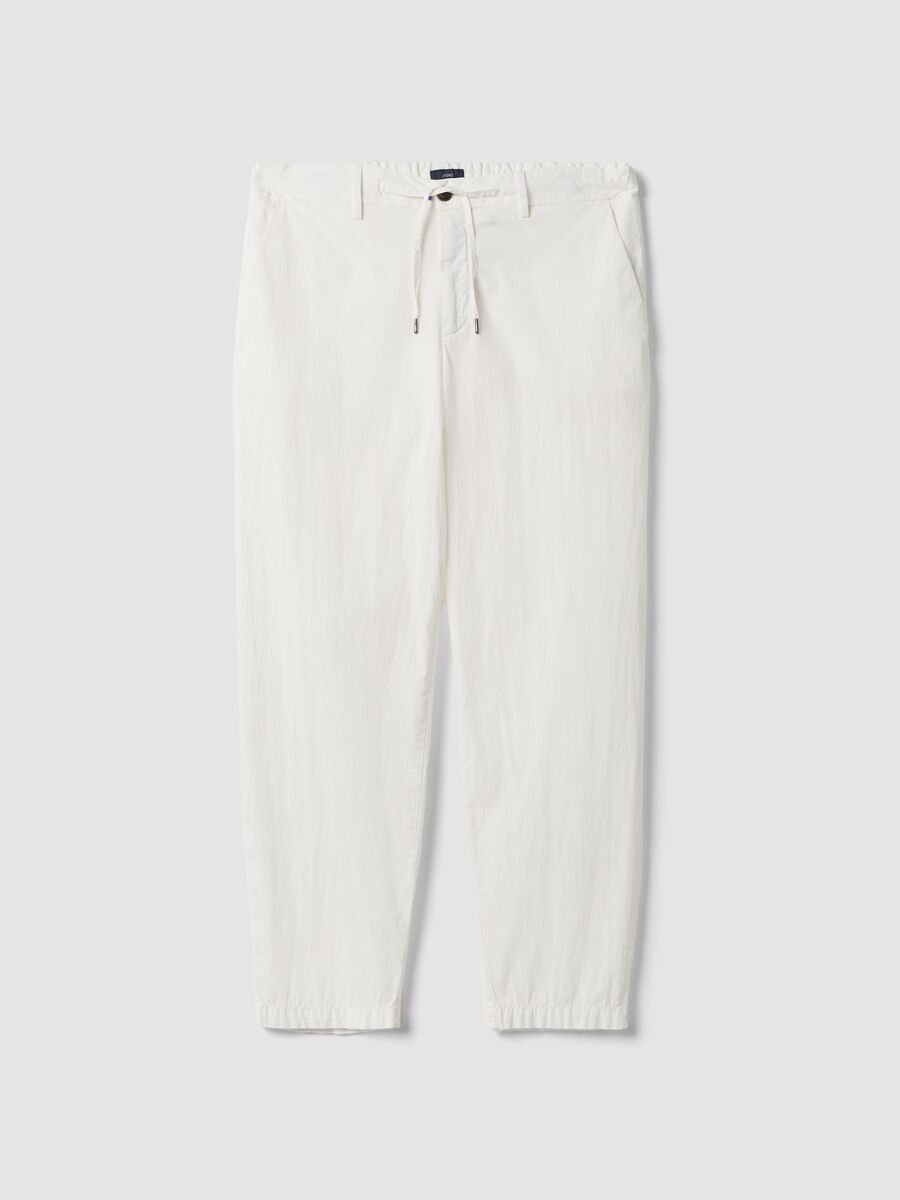 White stretch-cotton carrot-fit chino trousers_4
