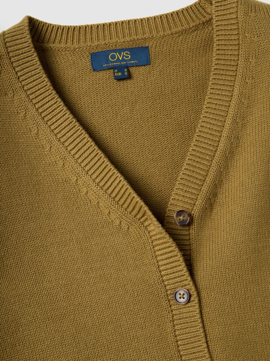 Green V-neck cardigan in pure cotton with regular fit_5