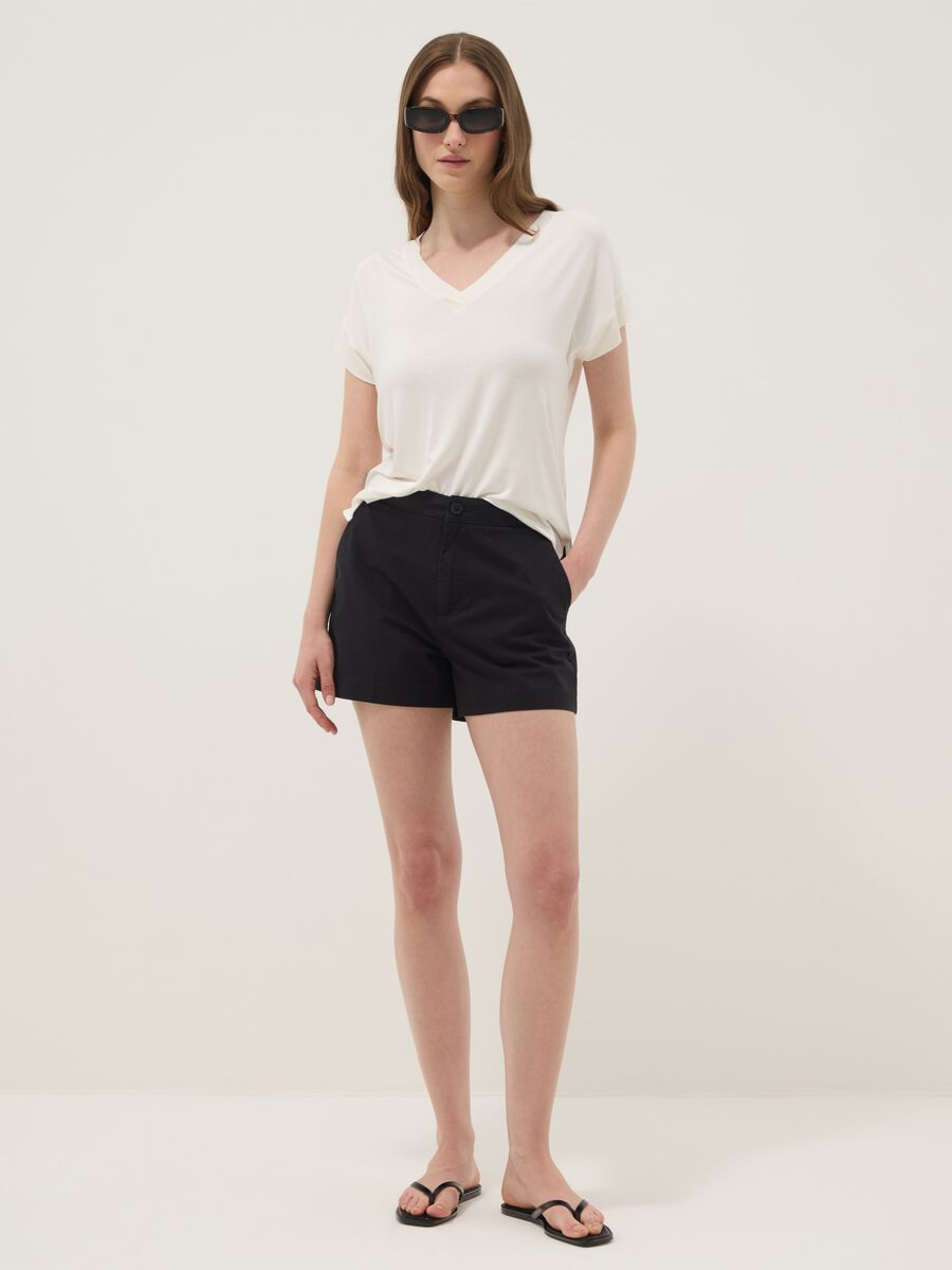 White stretch viscose T-shirt, regular fit_2