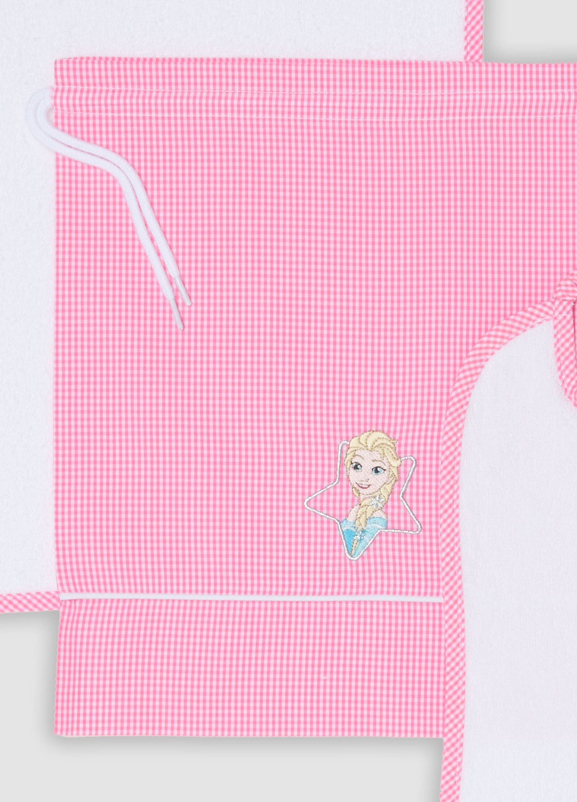 Pink nursery set with bib, towel and drawstring bag, Frozen embroidery