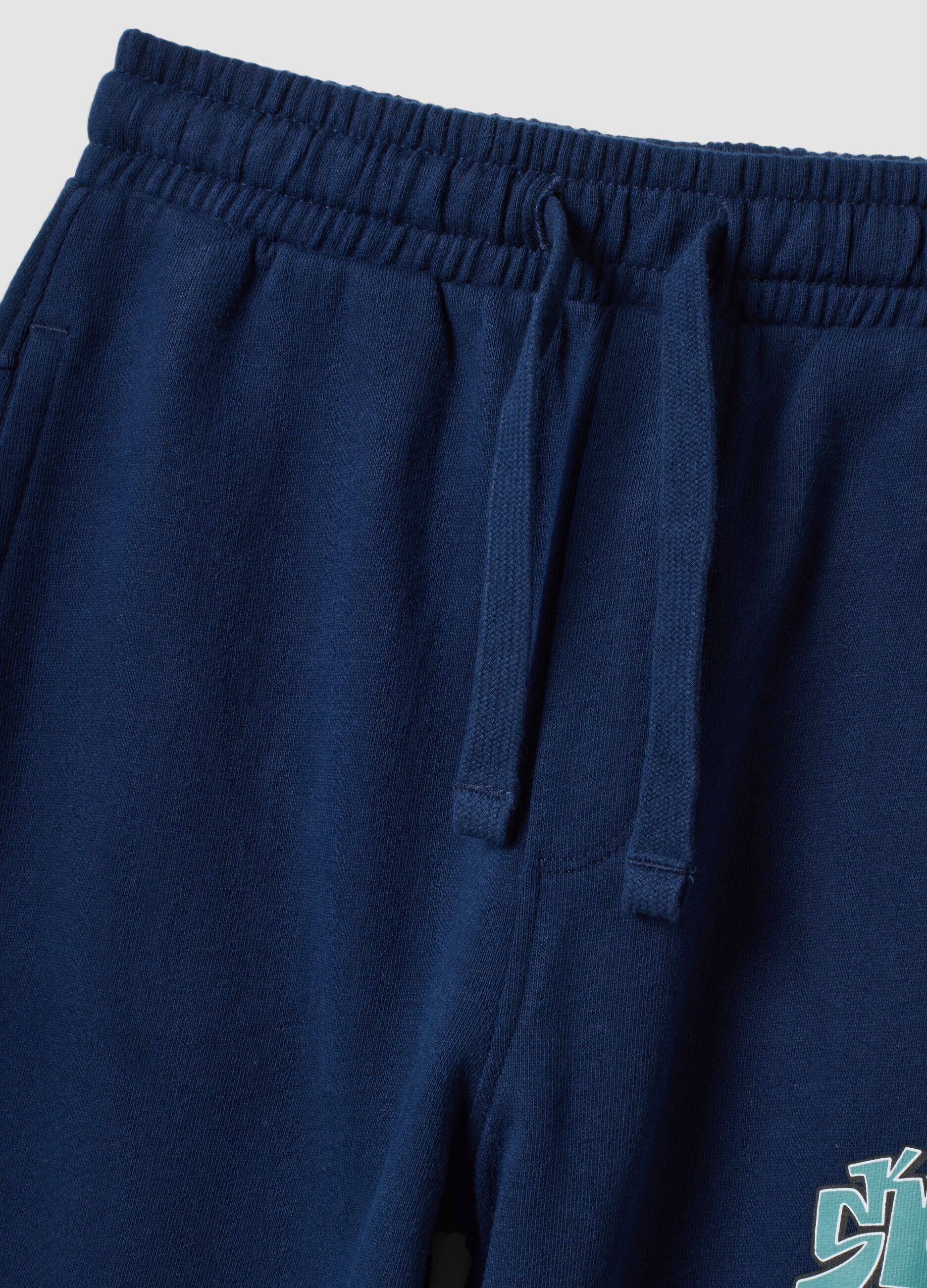 Blue pure cotton jogger trousers