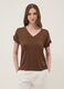 Brown stretch viscose V-neck T-shirt_2