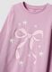 Pink organic cotton jersey pyjamas with bow print_2