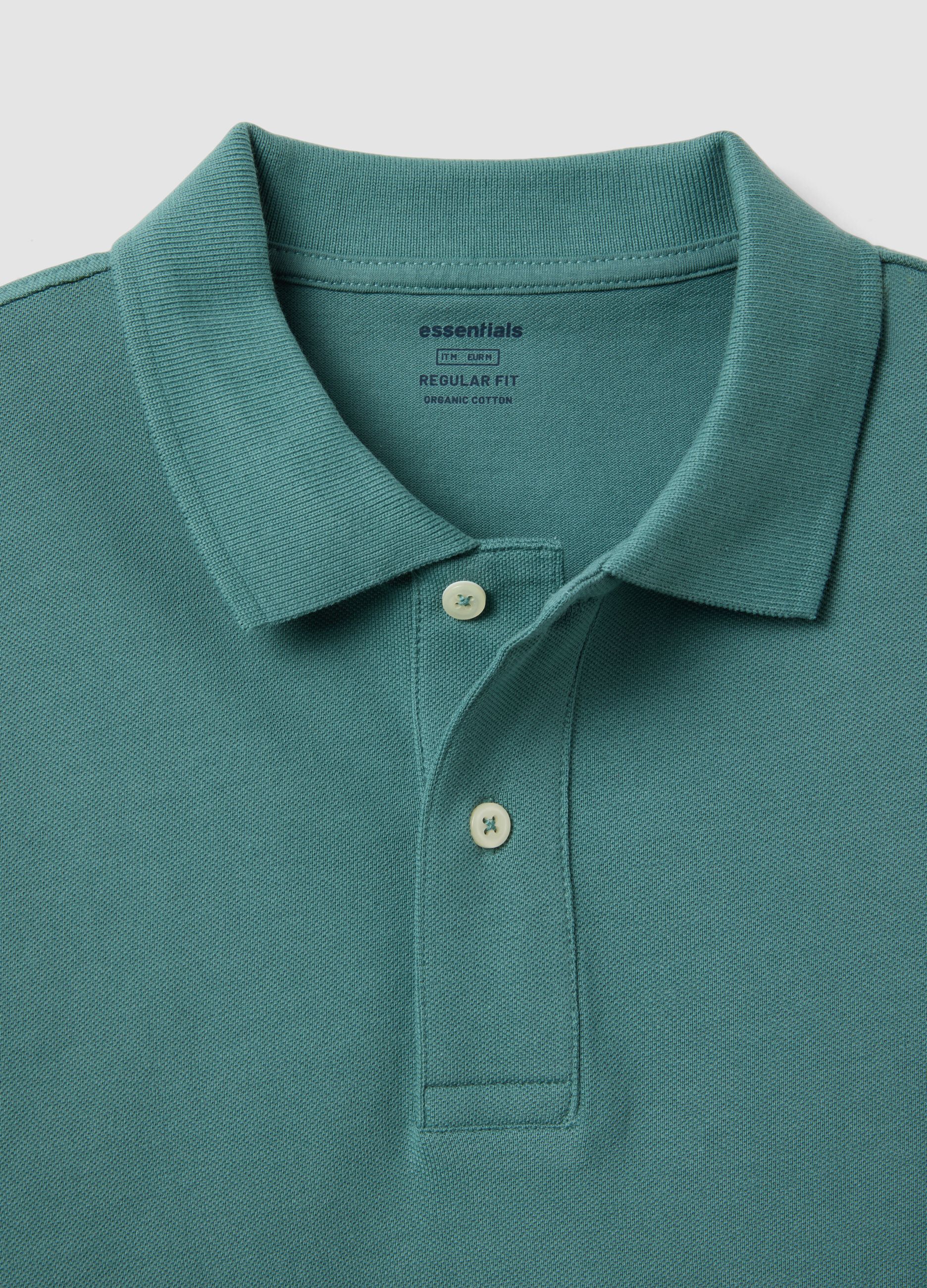 Regular fit short sleeve green pure cotton polo