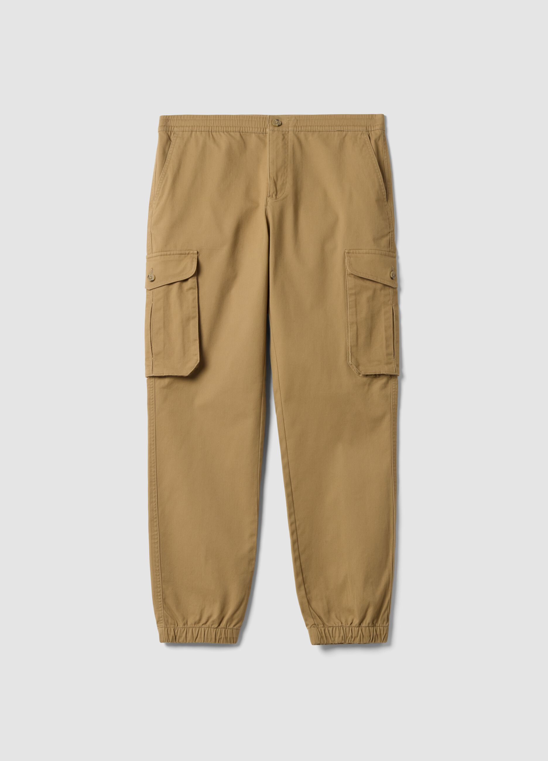 Brown regular-fit stretch cotton cargo trousers