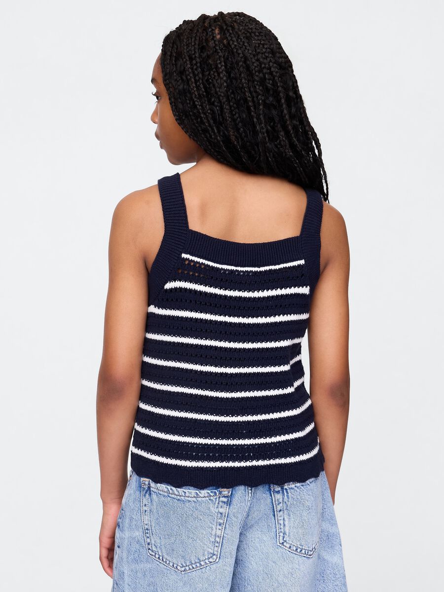 Top in cotone con lavorazione crochet a righe_1