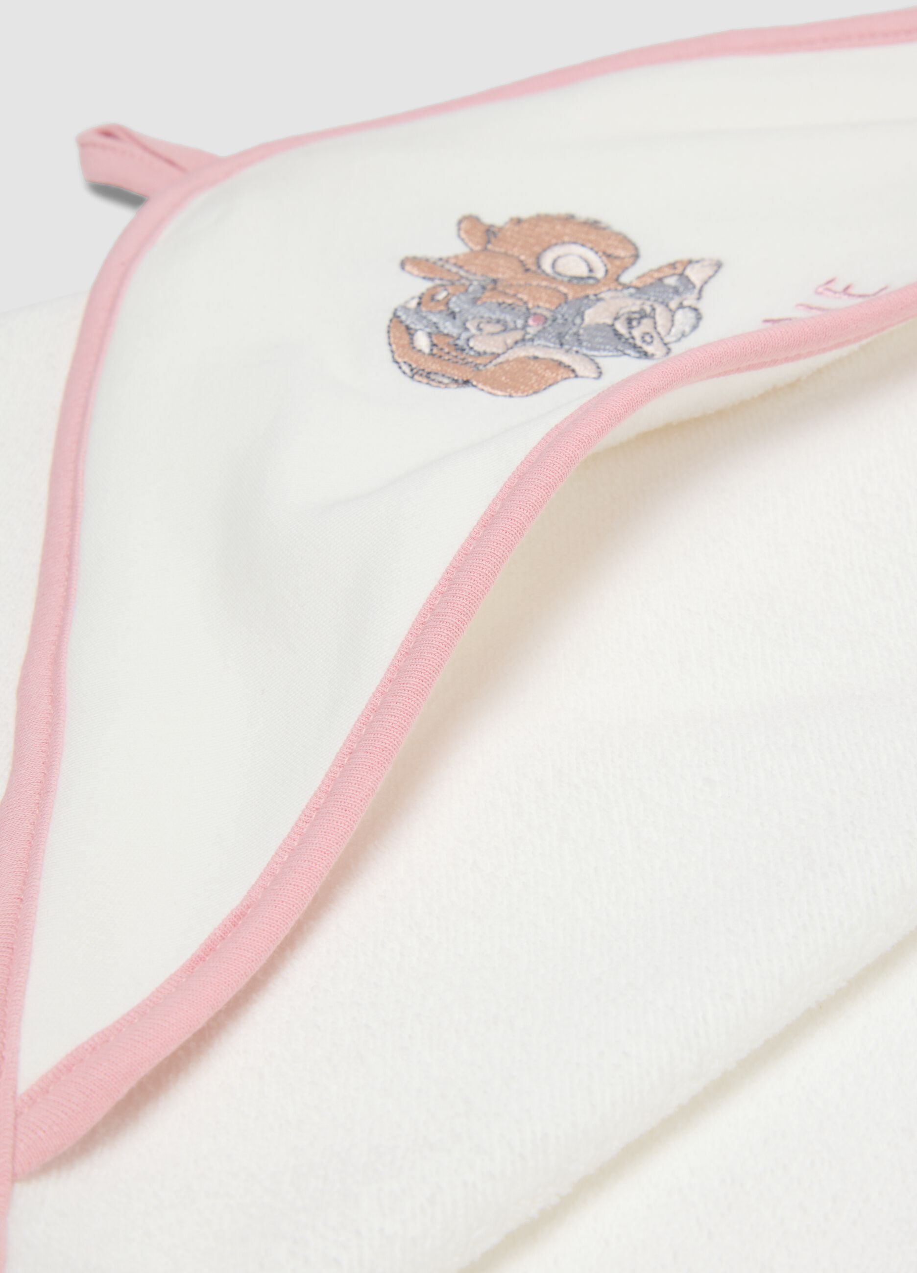 White organic cotton-blend hooded bathrobe with Disney print