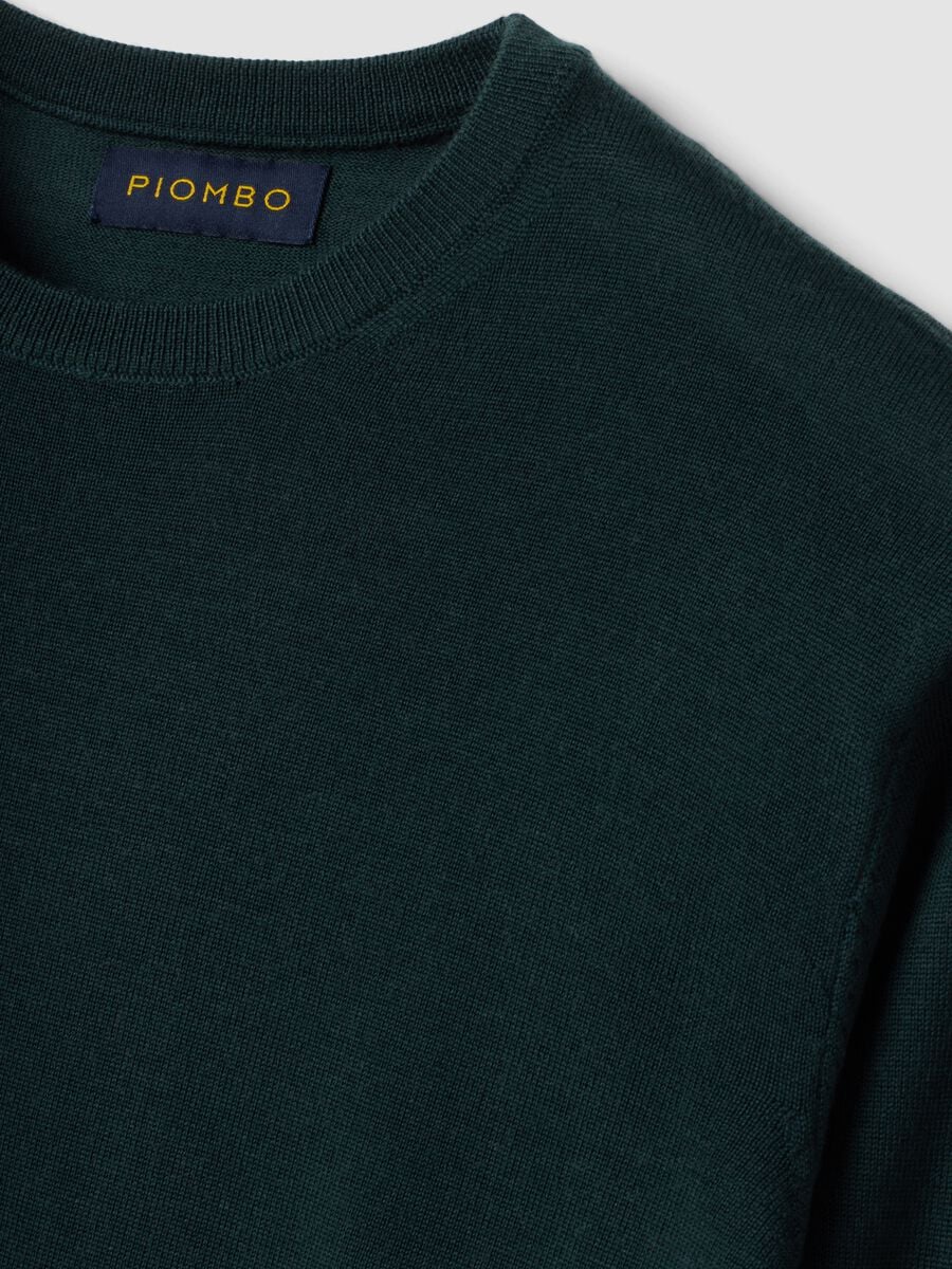 Green pure merino wool crew-neck jumper, regular fit_1