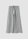 Grey pure cotton trousers with elasticated waist and rhinestones for girls_0