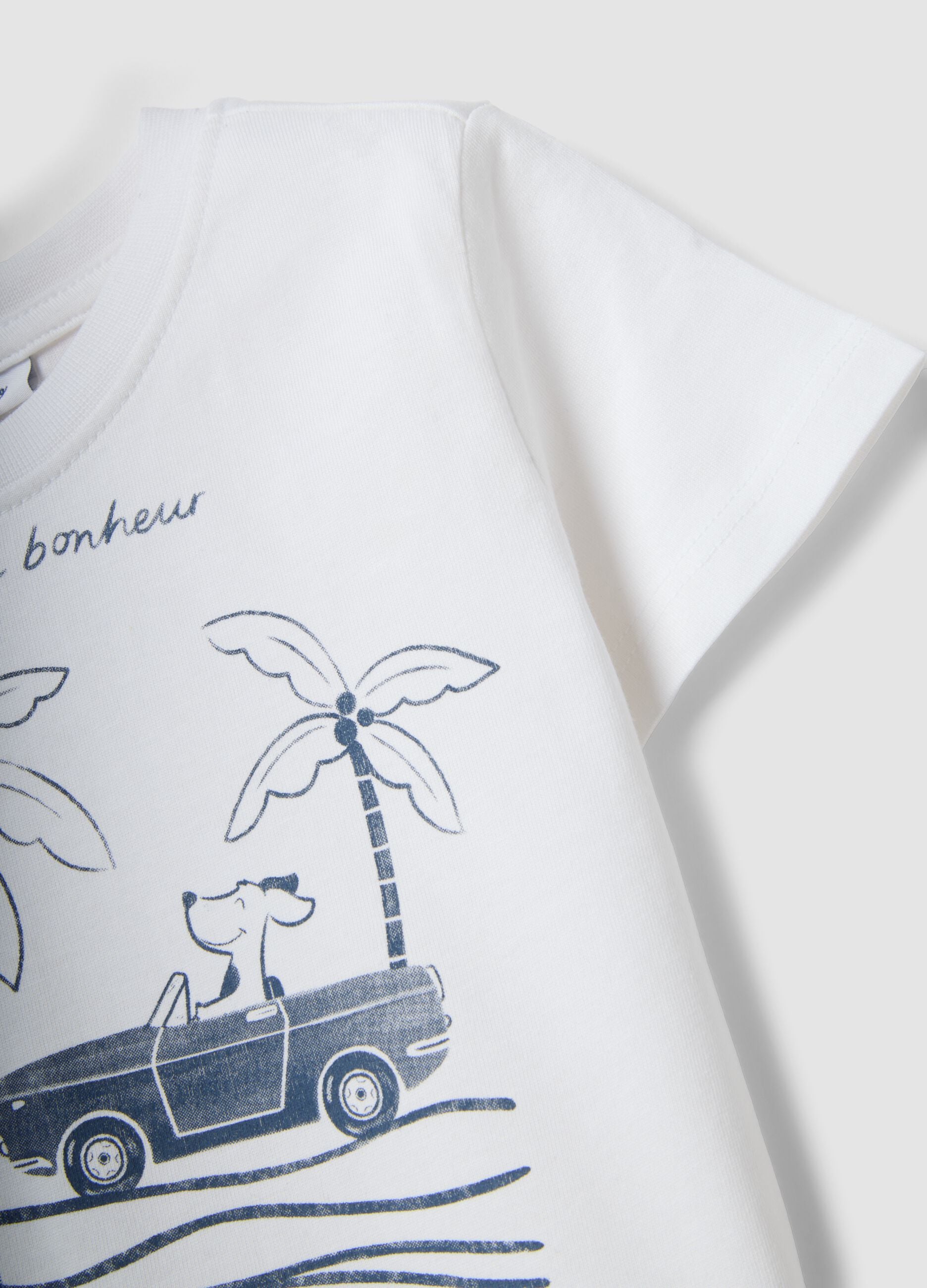 White pure cotton regular fit kids' t-shirt with print
