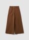 Brown wide-leg stretch cotton trousers_0