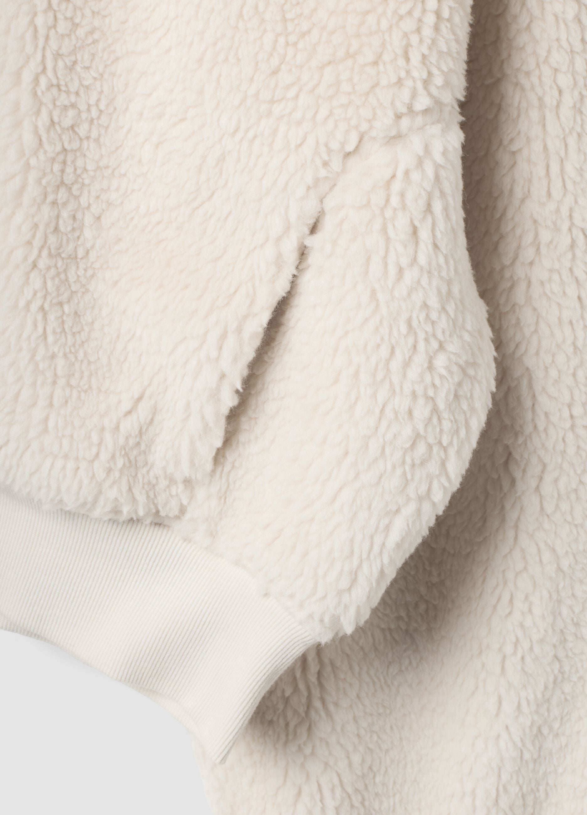 White full-zip teddy-effect hooded sweatshirt ALTAVIA STUDIO