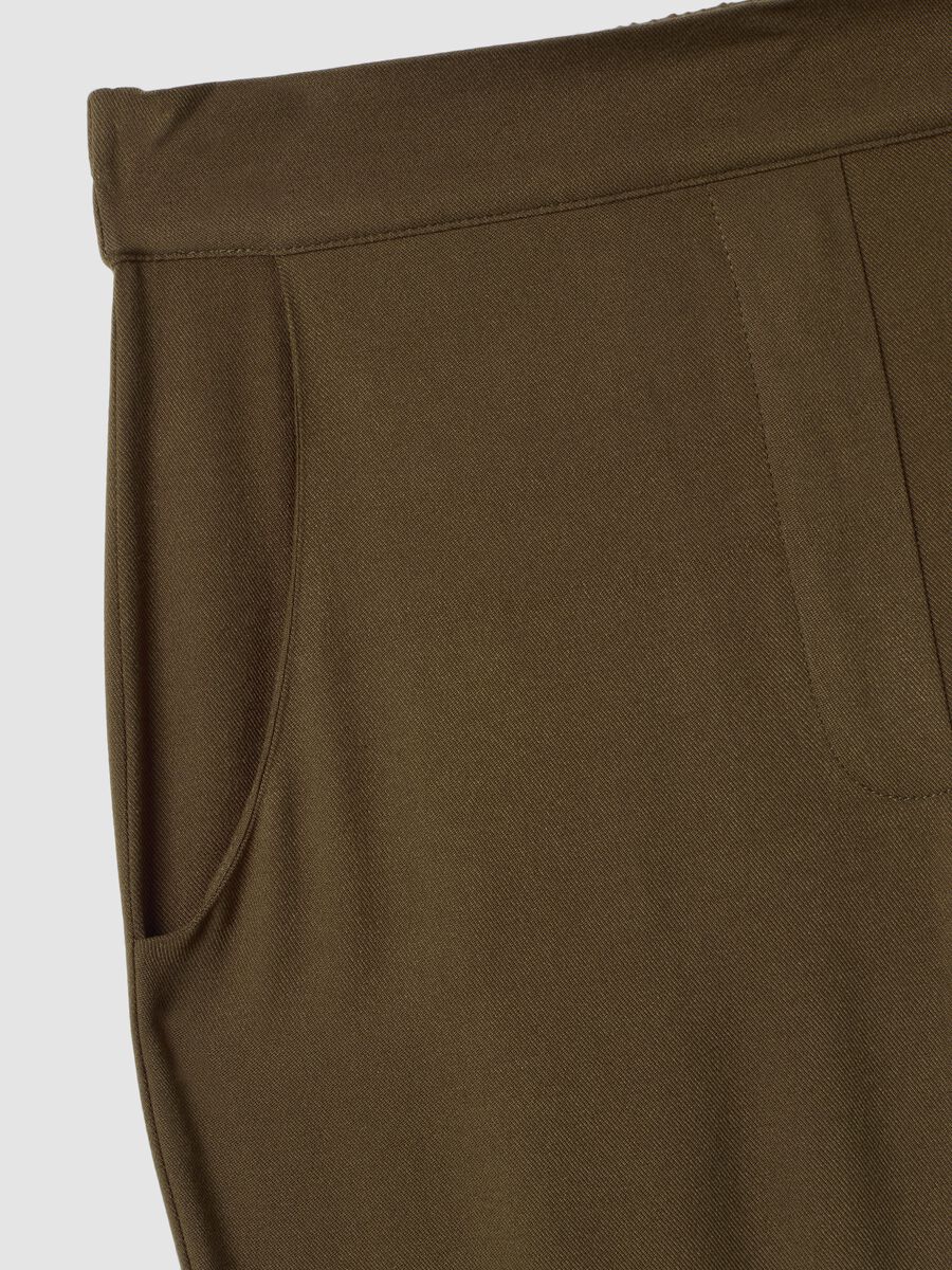 Green pure viscose trousers with elasticated cuffs, regular fit_6