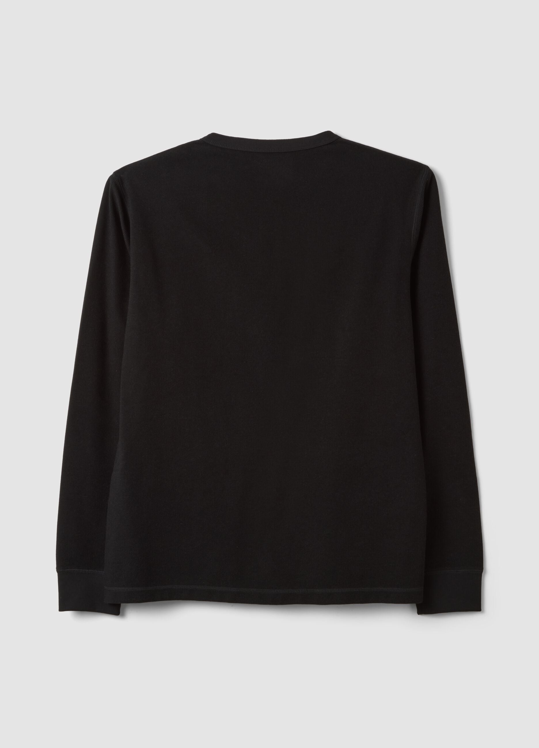 Black regular-fit honeycomb viscose-blend T-shirt