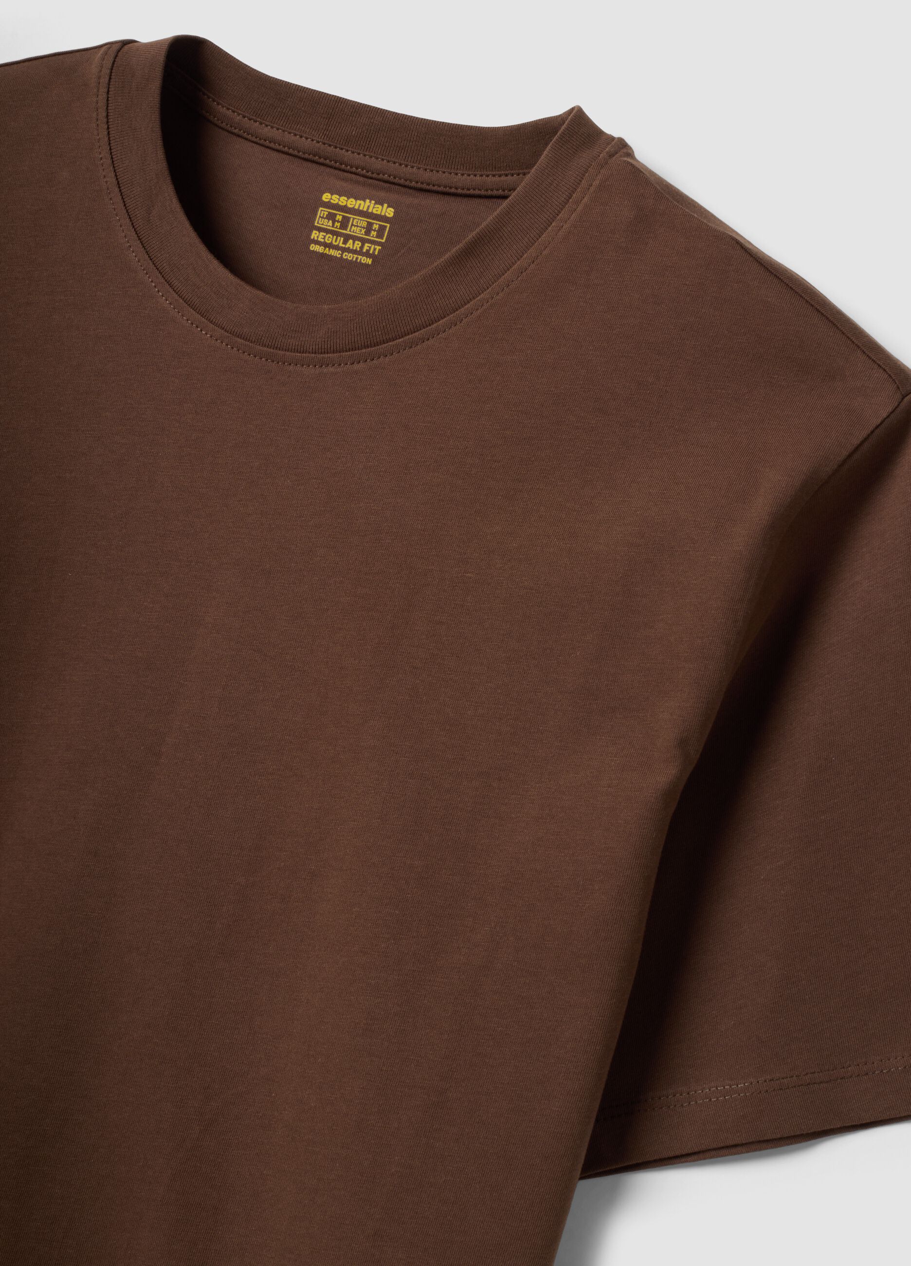 Brown regular-fit T-shirt in pure organic cotton jersey