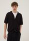 Black pure cotton short-sleeve oversized shirt_2