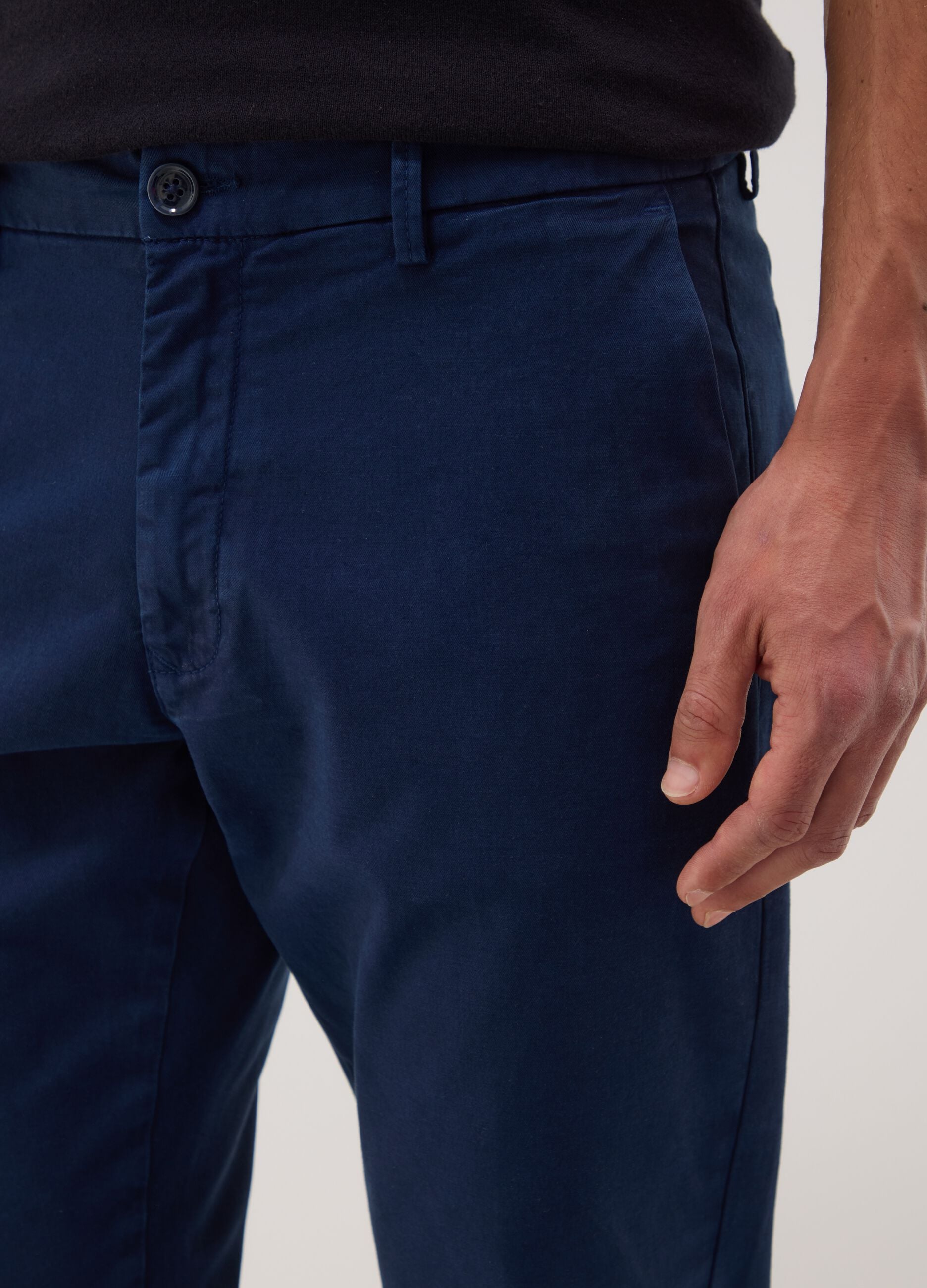 Blue slim-fit stretch cotton chinos
