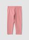 Pink slim-fit stretch organic cotton leggings for baby girl_0