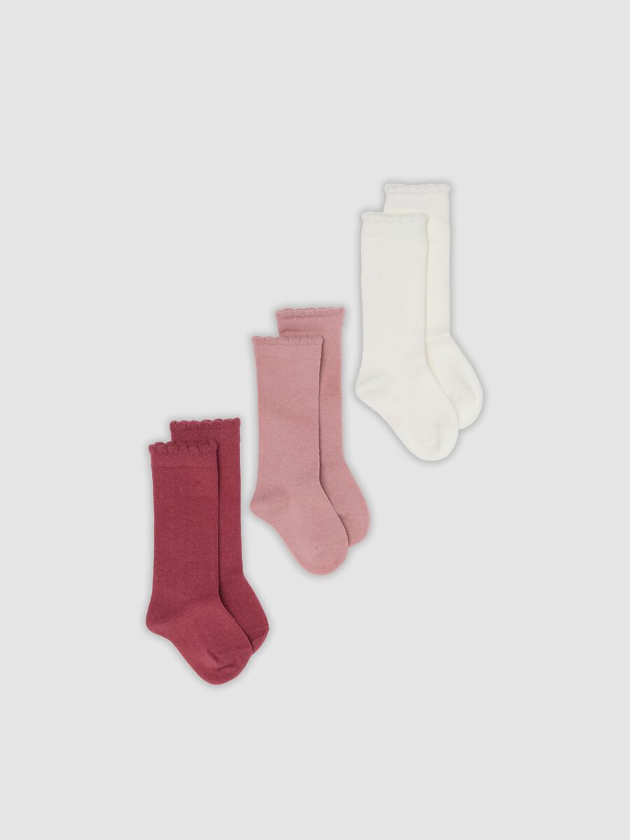 3-pack of long organic stretch-cotton socks with scalloped cuff_0