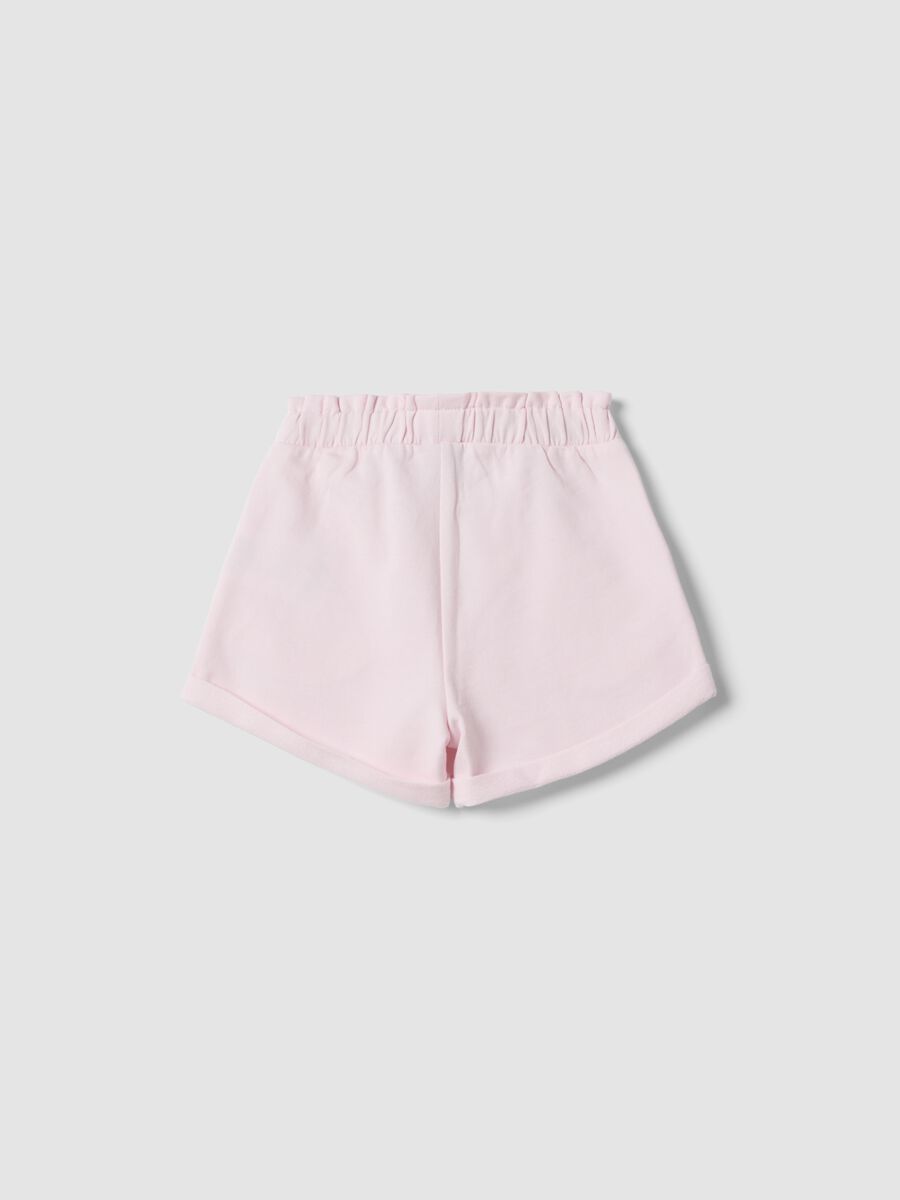Girls&rsquo; pink stretch cotton shorts with bow_1