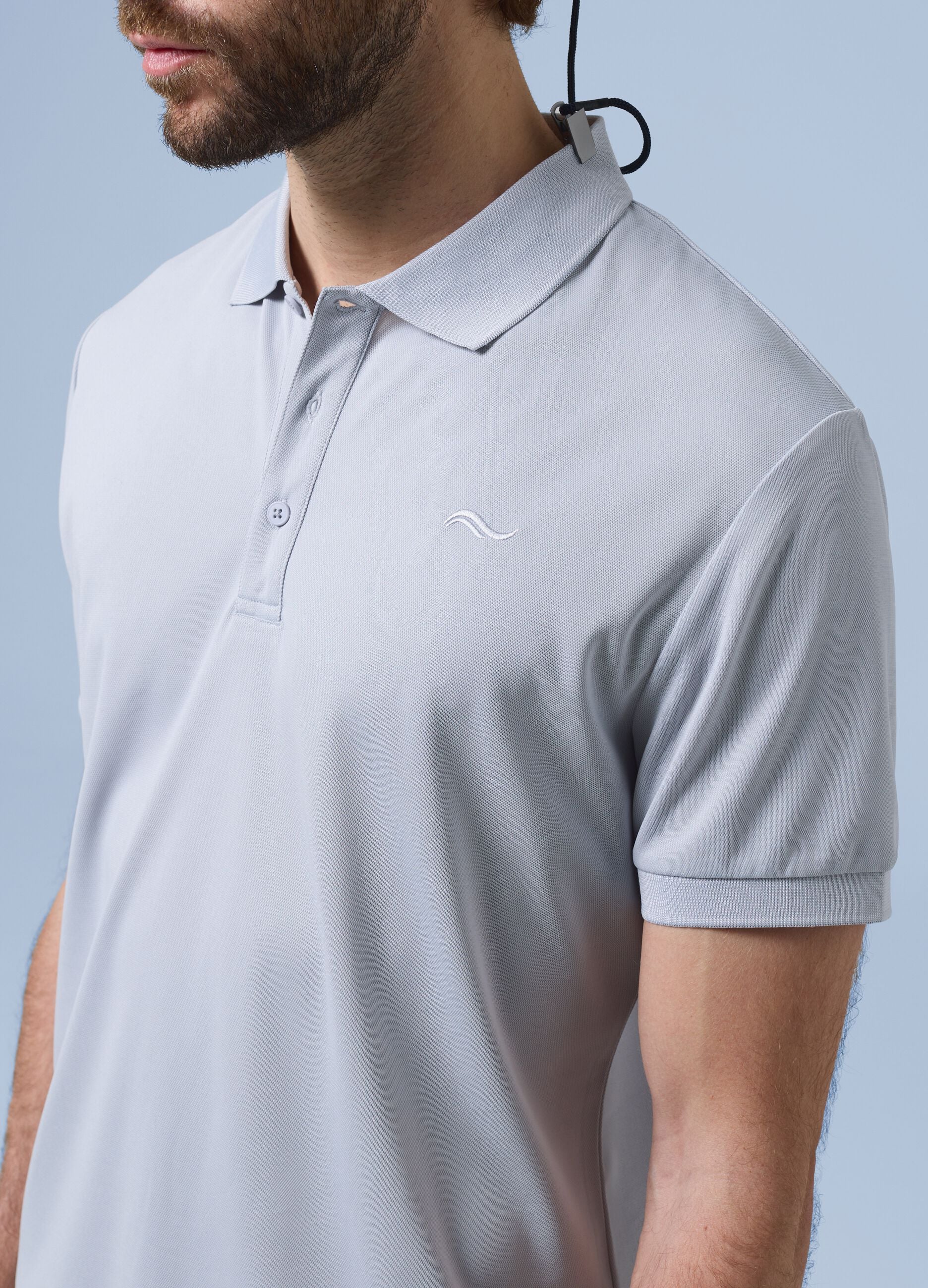 Grey ALTAVIA SAILING polo shirt with breathable classic collar