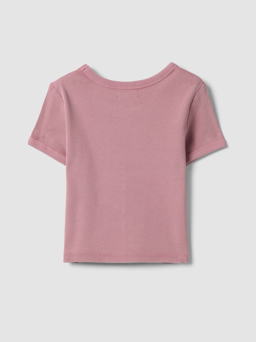Pink short-sleeve stretch-cotton T-shirt_4