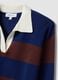 Blue striped viscose-blend polo-collar jumper, regular fit_5