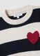 Regular fit multicolour striped cotton blend jumper with heart_5