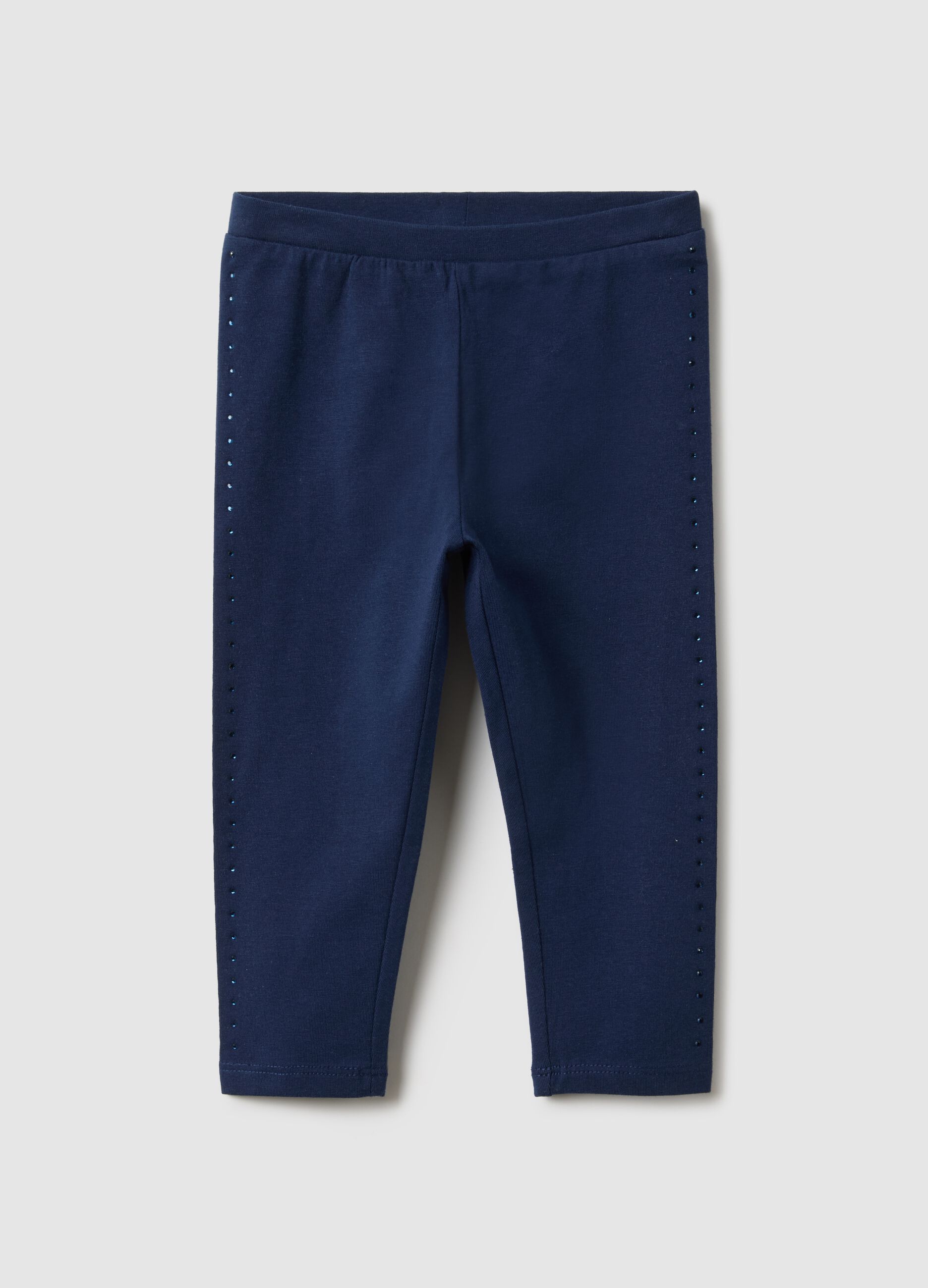 Girls' Slim Fit Blue Stretch Cotton Leggings